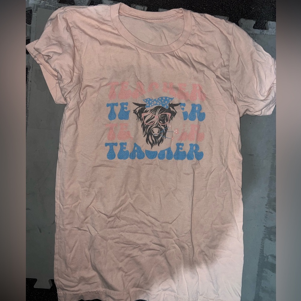 Pink Graphic T-Shirt with Blue and Pink Design